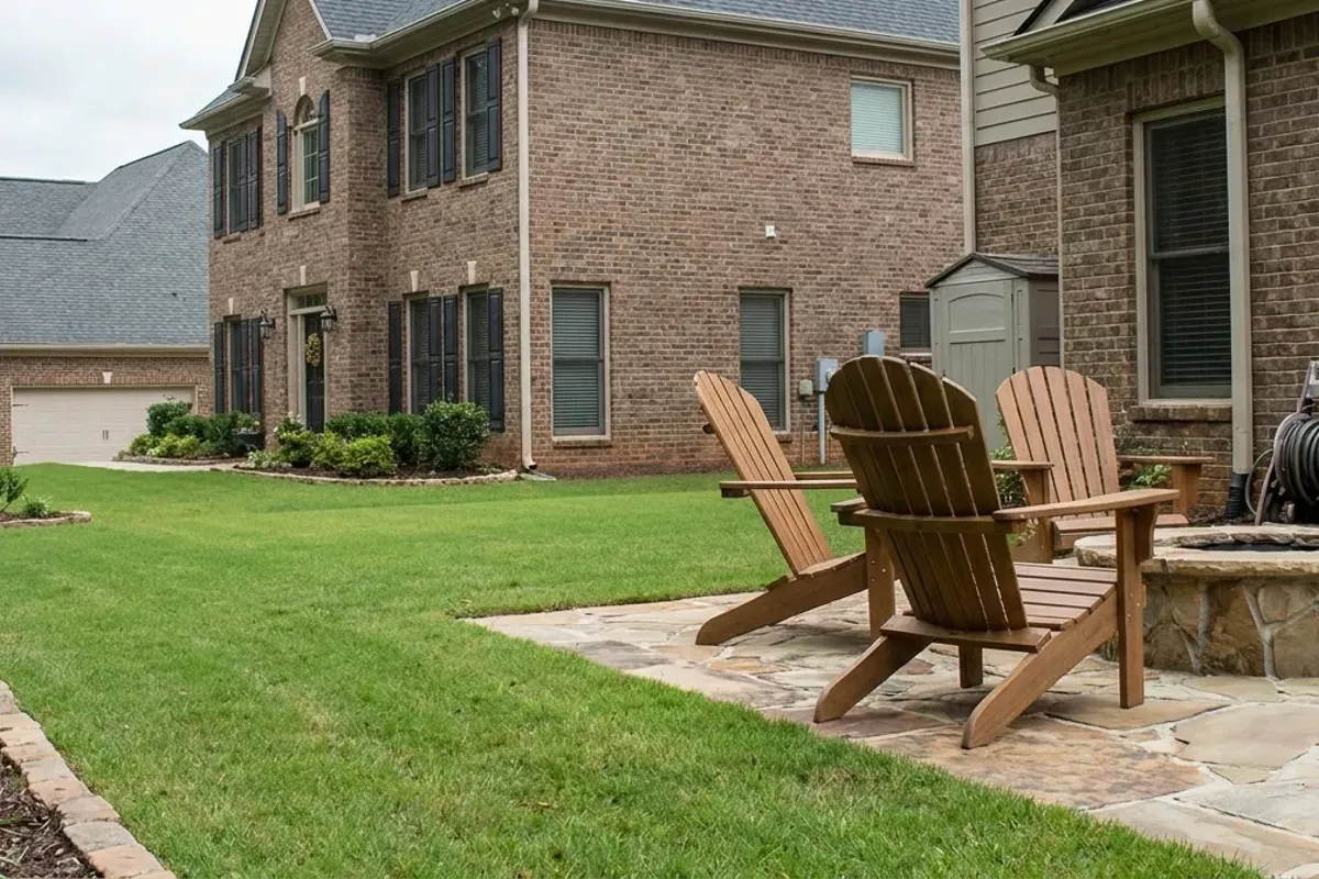 Landscaped yard in the Alpharetta, GA area