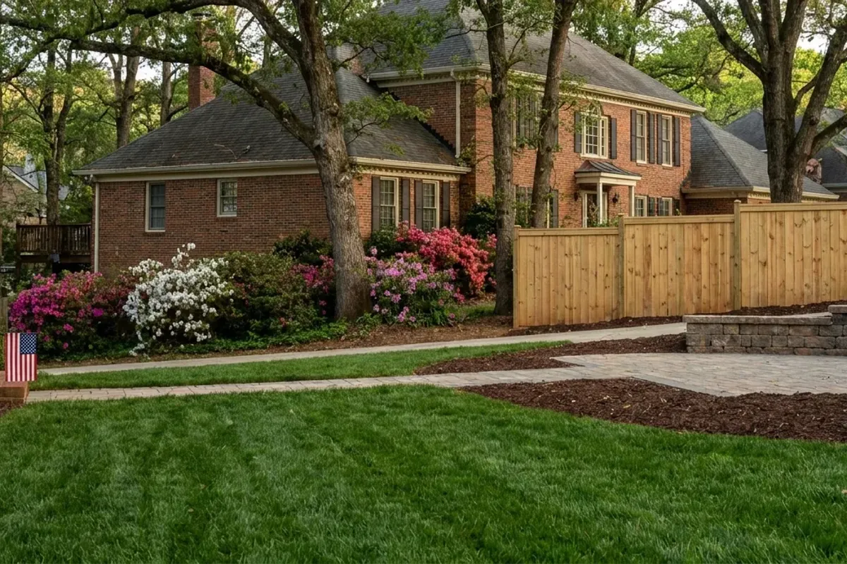 Landscaped yard in the Roswell, GA area