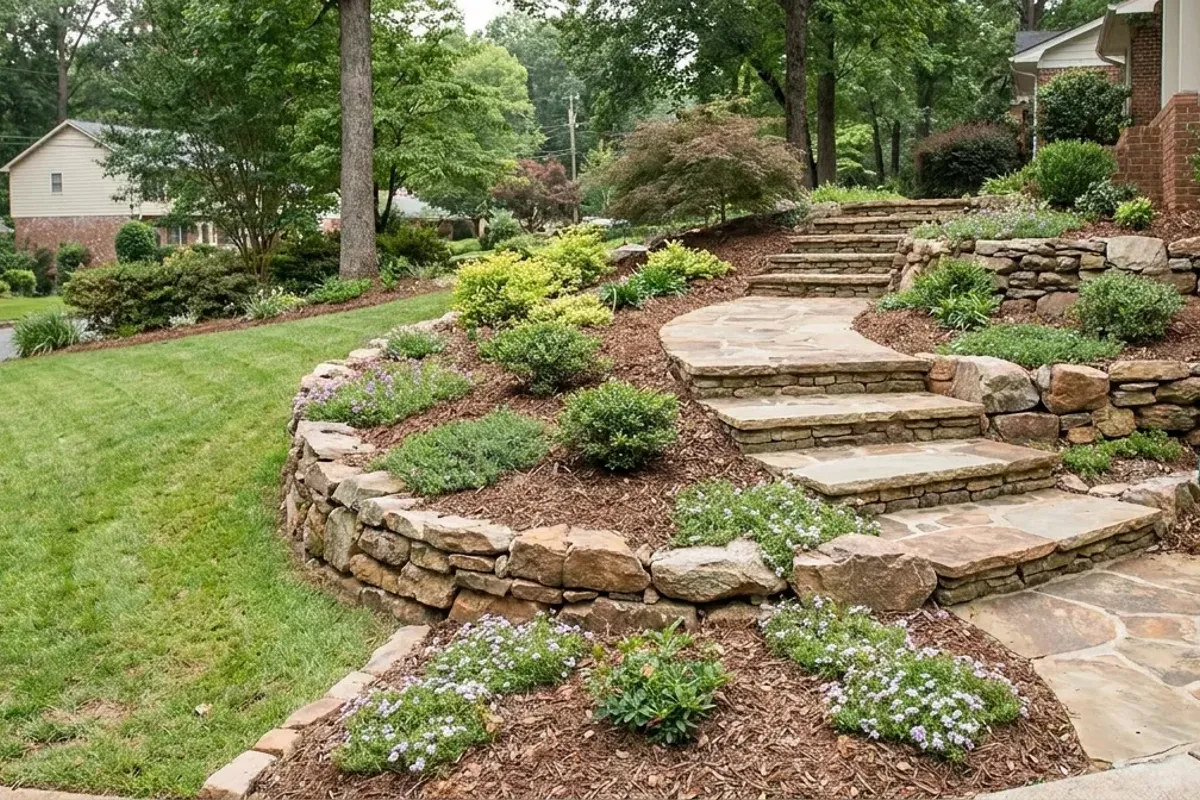 Landscaped yard in the Sandy Springs, GA area