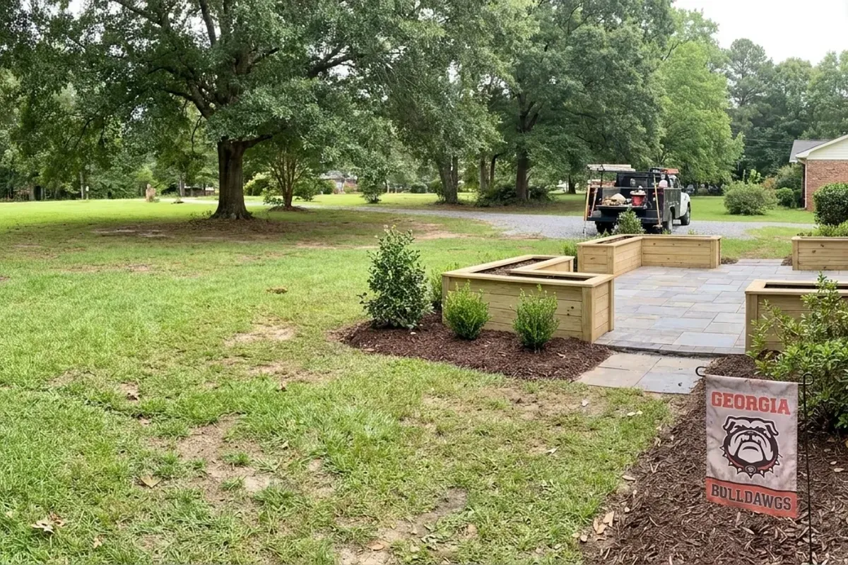 Landscaped yard in the Suwanee, GA area