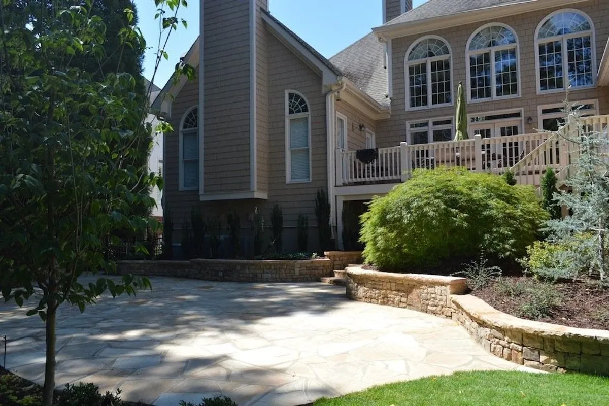 Estate lawn and stone hardscaping by 4 Seasons
