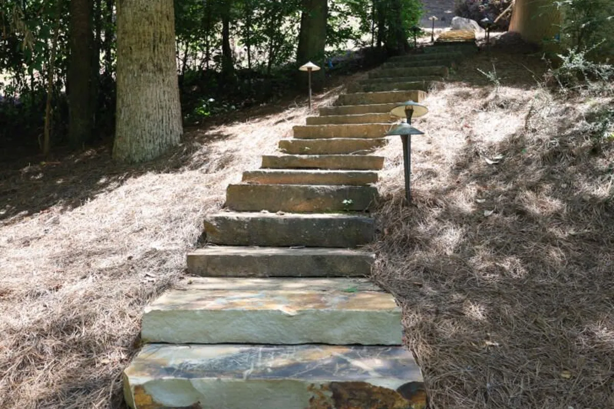 Stone patio walkway built by 4 Seasons