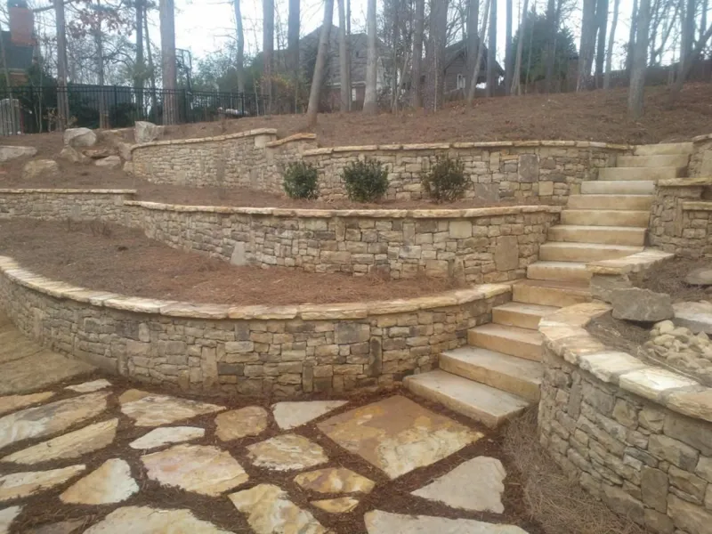 Boulder steps and stonework by 4 Seasons in the North Atlanta metro