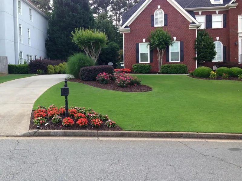 Brick home landscape and lawn by 4 Seasons in the North Atlanta metro