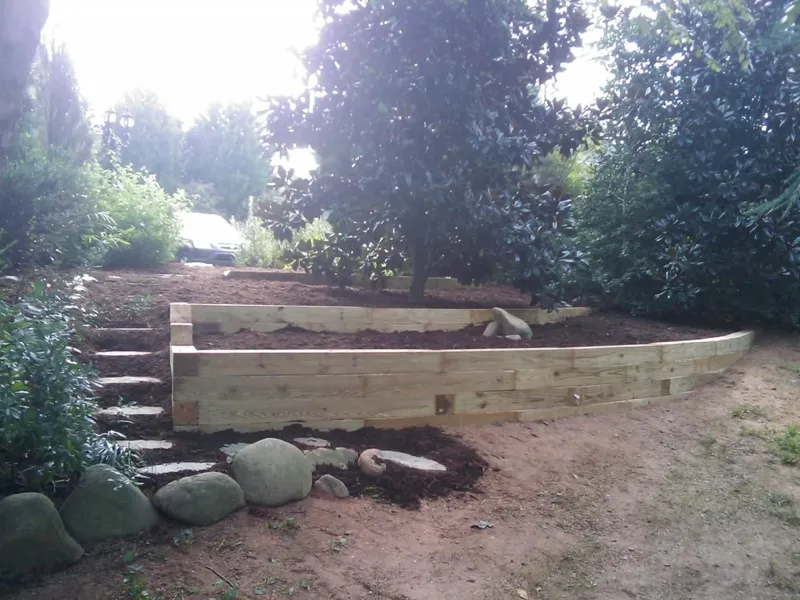 Block retaining wall on a slope by 4 Seasons in the North Atlanta metro