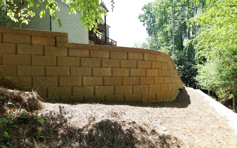 Engineered block retaining wall built by 4 Seasons