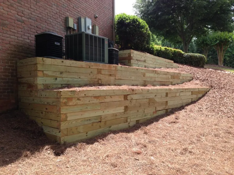 Tall engineered block retaining wall by 4 Seasons in North Atlanta
